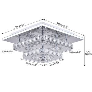 Lampadario a 2 strati con plafoniera quadrata a LED a 2 strati in cristallo minimalista di lusso moderno per la decorazione della casa lampadari e luci a sospensione - Product Image 6