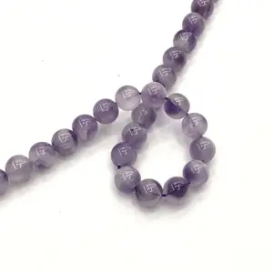 Mimpi alami bunga batu permata Amethyst Chevron Amethyst bulat halus manik-manik batu permata manik-manik longgar 15.5 inci Strand