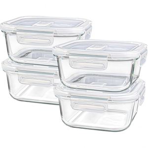 New Design BPA-Free Glass Storage Container Box <b>Set</b> with Glass Lid Kitchen Glass Baking Tray Oven Heating - Product Image 1