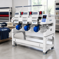 Machine à broder informatisée à 3 têtes pour vêtements, broderie plate et 3D, pour T-shirts et casquettes, usage industriel et domestique