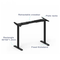 Table élévatrice automatique à double moteur réglable en hauteur 2 pieds à largeur fixe Type de bureau en bois moderne Cadre extensible pour salle à manger