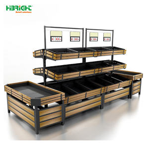Étagère de présentation de fruits et légumes pour supermarché, robuste, durable, à installation rapide, double face, haute luminosité - Product Image 1