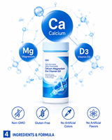 OEM ODM fournit des comprimés minéraux en marque privée pour la nutrition quotidienne de la famille, calcium, magnésium, zinc avec D3