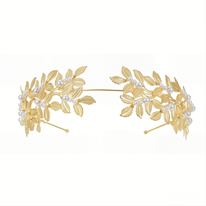 Elegante Fascia per Capelli Unisex in Stile Europeo-Americano con Foglie Floreali in Lega e Perle, Placcata in Oro/<span class=keywords><strong>Argento</strong></span> per Spose e Matrimoni - Product Image 1