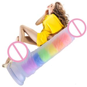 Godemiché en Silicone <span class=keywords><strong>Transparent</strong></span> pour femme, nouveau modéle de <span class=keywords><strong>gros</strong></span>, pénis réaliste, liquide, couleur arc-en-ciel, vente en <span class=keywords><strong>gros</strong></span>, 2021 - Product Image 1