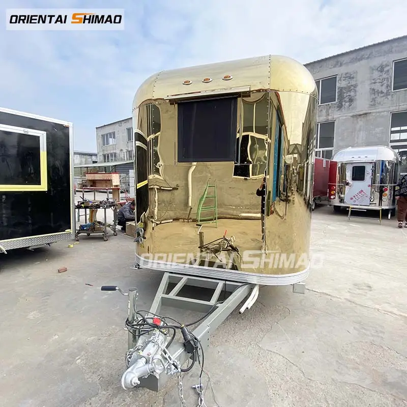 Oriental shimao qualidade espelho aço inoxidável rebocável street airstream food trailer com um carro com certificado do CE