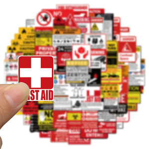 Custom PVC Warning Sign Logo Graffiti Decorative Luggage Guitar Notebook <strong>DIY</strong> Non-infringement Waterproof UV <strong>Printed</strong> <strong>Stickers</strong> - Product Image 3