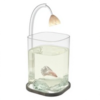 [Soigneusement sélectionné] Ultra-White P.S. Aquarium de bureau créatif rectangulaire pour poissons Betta avec plantes vivantes