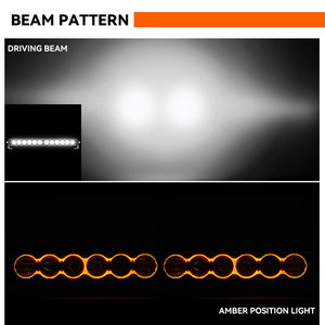 פנסי לד בצבע ענבר בגודל 12/22/32/42/52 אינץ' עם תאורת מיקום, מאושרים לתקן Emark, לרכבי שטח 4x4, משאיות, ATV ו-UTV - Product Image 3