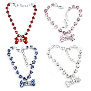 उच्च गुणवत्ता Bling Rhinestones हड्डियों कुत्ते के सामान लक्जरी पालतू हार - Product Image 2