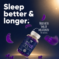 Gummies de mélatonine pour le sommeil – Soutien bien-être nocturne pour adultes – 5 mg de mélatonine avec mélisse, magnésium, vitamine D – Marque privée OEM