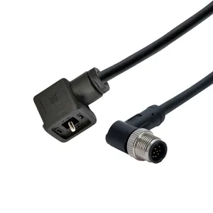 Conector M12 para válvula solenóide de sensor macho fêmea à prova d'água IP67 DIN 43650 a B C tipo personalizado 2+PE ou 3+PE atacado