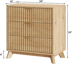 Fluted Bedroom,Closet Dressers Anti-Tipping Large Nightstand Bedside <b>Storage</b> Cabinet <b>Unit</b> <b>Clothes</b> <b>Storage</b> Organizer - Product Image 4