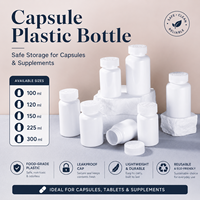 Bouteille en plastique vide écologique de 100 ml, 120 ml, 150 ml, portable, avec bouchon à vis, pour le conditionnement de bonbons et de pilules