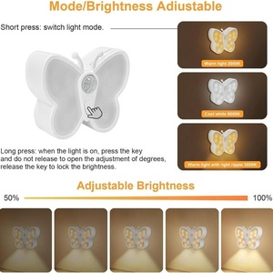 3D Butterfly & Bee <b>LED</b> Night <b>Light</b> Motion <b>Sensor</b> RGB Color Changing Magnetic Installation Kids Bedroom Lamp - Product Image 4