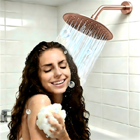 Robinet de douche mural moderne à sortie unique, 6 pouces, finition or rose brossé, écologique, haute pression, économie d'eau, effet pluie, pour cuisine
