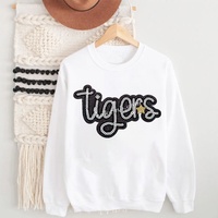 Patch brodé personnalisé en forme de cœur avec sequins et tigres, à thermocoller pour vêtements, vente en gros