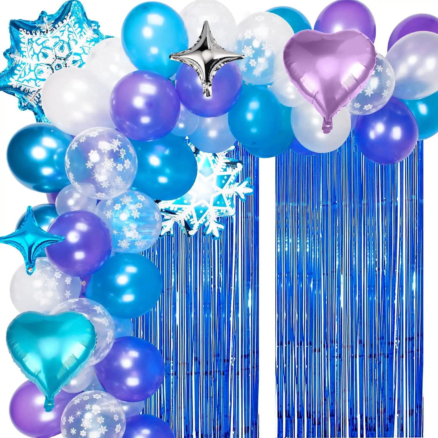 Balões de folha de floco de neve, decoração de feliz aniversário, balões de látex azul roxo, suprimentos para festa de aniversário