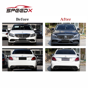 Pour <span class=keywords><strong>Mercedes</strong></span> W205 <span class=keywords><strong>classe</strong></span> <span class=keywords><strong>C</strong></span> mise à niveau nouveau C63 <span class=keywords><strong>AMG</strong></span> BodyKit pare-chocs avant arrière calandre becquet jupe latérale capot garde-boue - Product Image 2