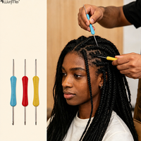 Crochet double embout Wanmei pour perruques, crochets à dreadlocks, outil de tressage pour coloration et mise en forme des extensions capillaires