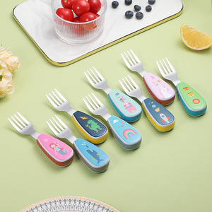 Ensemble de couverts pour enfants <span class=keywords><strong>en</strong></span> acier inoxydable 304, design de dessin animé, manche, cuillère, fourchette, vente <span class=keywords><strong>en</strong></span> gros - Product Image 5