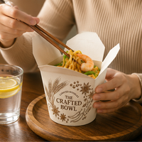 Boîte alimentaire jetable 26oz 32oz en papier kraft blanc, boîte à nouilles anti-fuite pour plats à emporter, idéale pour les chaînes de restaurants asiatiques