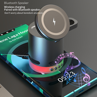 Produits 2025 Nouveautés Design roman BT musique haut-parleur 4 en 1 chargeur sans fil lampe avec alarme chevet nuit lampe RVB