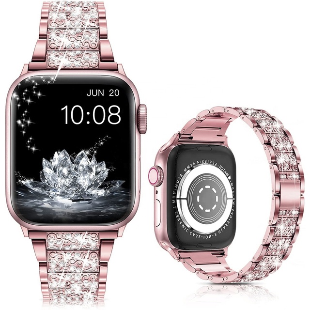 Classic Retro Style Metal Watch Band for Apple Watch 38mm 40mm 41mm 42mm 44mm 45mm Replacement Diamond Bracelet