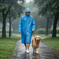 Imperméable bleu en EVA pour adultes, réutilisable, imperméable, avec capuche, impression de logo personnalisée, vente en gros