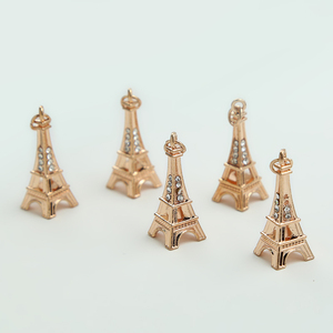Torre Eiffel <span class=keywords><strong>Real</strong></span> chapado en oro rosa de 14K del encanto de la joyería de DIY Fabricación de pulsera - Product Image 1