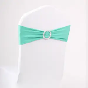 Gold Elastic Spandex Bow Knot Chair Bands Sashes With Buckle For Banquet Party Home Wedding