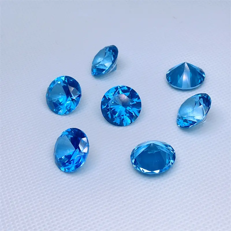 15mm 16ct Brilliant Cut Natural Blue Topaz Round Cut Natürliche lose Topas Edelstein Perlen für die Schmuck herstellung