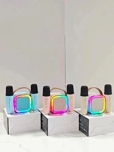 Loa karaoke mini di động K12 cho trẻ em, đèn RGB, hai micro không dây, âm thanh BT, pin 10W, dùng cho rạp hát gia đình và hát ngoài trời - Product Image 5