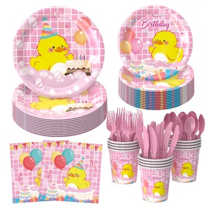 Juego de Vajilla Desechable Ecológico Personalizable, de Moda, con Diseño de Pato Amarillo de Dibujos Animados, para Decoración de Fiestas Infantiles de Cumpleaños - Product Image 5