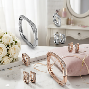 Beelo เงิน925พันเงินสเตอร์ลิงแหวนแต่งงานต่างหูสร้อยข้อมือชุด - Product Image 3