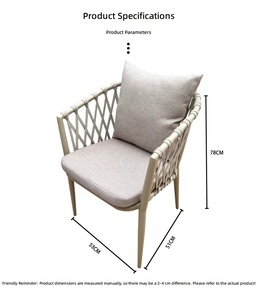 Table et chaises d'<span class=keywords><strong>extérieur</strong></span> pour cour et villa, ensemble de mobilier de jardin en corde <span class=keywords><strong>tressée</strong></span> et alliage d'aluminium pour loisirs en plein air - Product Image 5