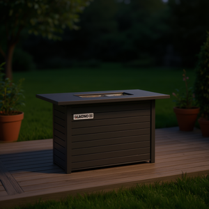 โต๊ะเตาไฟกลางแจ้ง Lacind ขนาด 25 นิ้ว สูง x 42 นิ้ว กว้าง สไตล์โมเดิร์น ทำจากสแตนเลส ใช้แก๊สโพรเพน ตั้งพื้นได้ ตกแต่งสวน สีดำเคลือบด้วยผง - Product Image 2