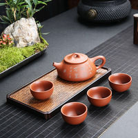 Juego de Té de Arena Morada, Una Tetera y Cuatro Tazas, Juego de Té de Viaje, Regalo Empresarial, Taza de Té Simple, Caja de Regalo, Logotipo Personalizado, Venta al por Mayor