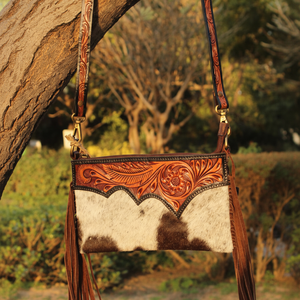 Vente en gros de sac à bandoulière en cuir véritable de style dame petit sac à main à bandoulière pour femmes sac à bandoulière d'été bohème pour Western - Product Image 1