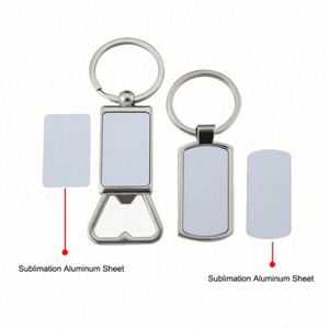 JW898 <b>Customized</b> Laser Engraved Metal Bottle Opener <b>Keychain</b> Double-sided Printing LOGO Blank Heat Transfer Sublimation <b>Keychain</b> - Product Image 2