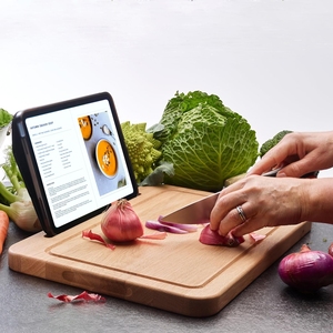 Planche à découper en <span class=keywords><strong>bois</strong></span> d'acacia avec porte-<span class=keywords><strong>tablette</strong></span> Planche à découper pour légumes avec rainure pour jus Assiette de service en <span class=keywords><strong>bois</strong></span> massif pour les petits déjeuners - Product Image 3