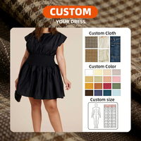 Robe noire sans manches pour femmes grandes tailles, taille smockée, plissée, pour soirée, OEM ODM, fabrication directe en usine, mini-robe