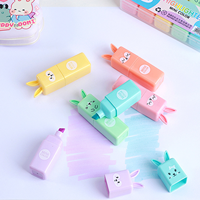 Stylo surligneur artistique personnalisé à tête inclinée, motif dessin animé mignon, multicolore