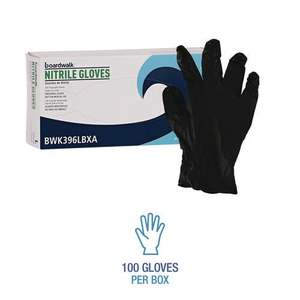Boardwalk 4.4 Mil <b>Disposable</b> Powder-Free Nitrile <b>Gloves</b> Large Black 396LBXA-100/Box General-Purpose Safety <b>Gloves</b> - Product Image 6