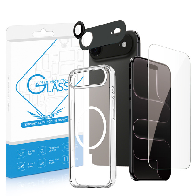 3-in-1 HD Tempered Glass Screen Protector and Camera Lens Cover Accessory Set for iPhone Air With Crystal Mobile Phone CaseCover