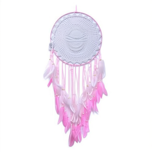 Acchiappasogni 40x120Cm con Piume Rosa, Decorazione da Parete - Product Image 2