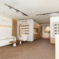 M2 Mobilier moderne pour salon de beauté Vitrine beige pour spa Comptoir de manucure Boutique Présentoir de cosmétiques Design pour onglerie