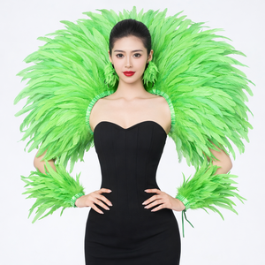Épaulettes en plumes de coq naturelles avec bandes de bras pour costumes de scène burlesque, style festival de musique, soirée en boîte de nuit - Product Image 4