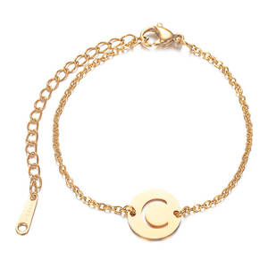 Prénom féminin Initiales <span class=keywords><strong>Bracelet</strong></span> de lettre de l'alphabet en acier inoxydable avec étiquettes d'identification - Product Image 3