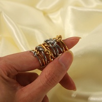 Vente en gros mode bague au design simple en acier au titane plaqué or 18 carats bague ouverte réglable pour femmes bijoux étanches